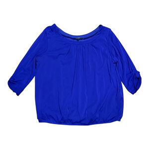 George Blouse Womens Large Purple 3/4 Sleeve Nylon Lined Pleated Tunic Top